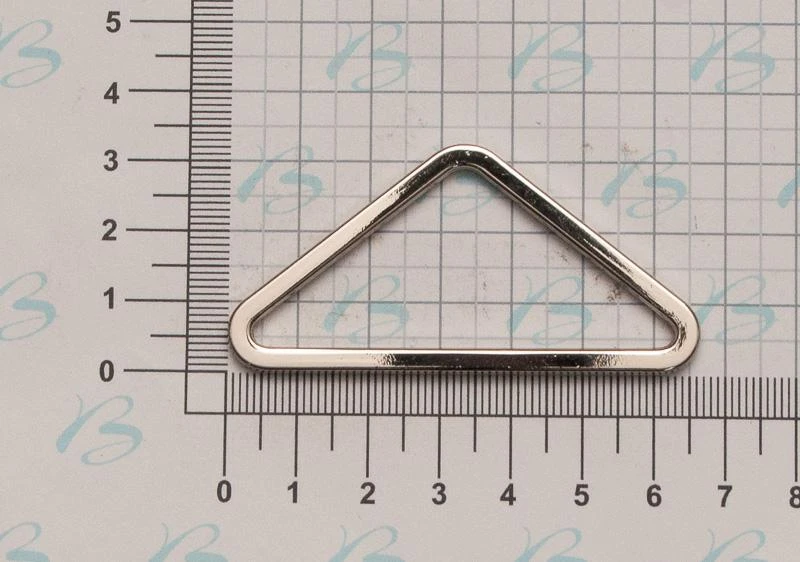 ZAMACK TRIANGULAR RING 60X25 MM THICKNESS 3 MM SQUARED SHAPE NICKEL LACQUERED