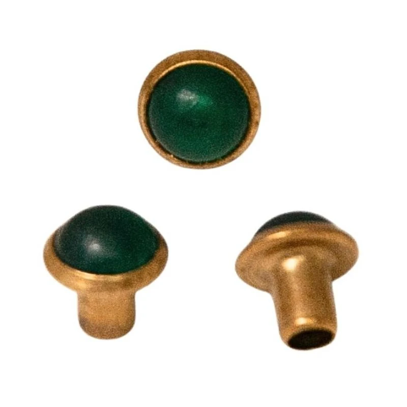 BRASS 1/2 SPHERE HEAD RIVET  6,5 mm GREEN 