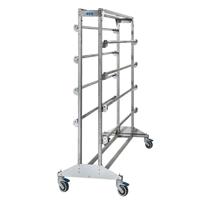 ROLL STORAGE TROLLEY EQUIPPED WITH 8 STEEL TUBES AND HIGH QUALITY CASTORS