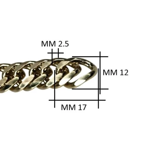 CATENA OTTONE GROUMETTE DOPPIATA DIAMANTATA 6 LATI