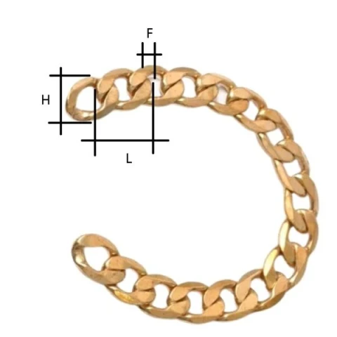 CATENA OTTONE GROUMETTE BATTUTA DIAMANTATA 6 LATI