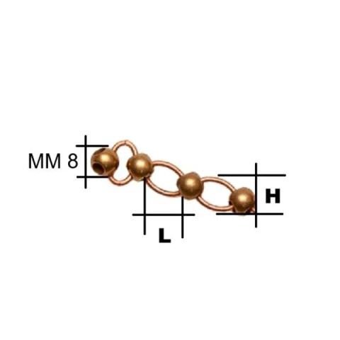 IRON CHAIN WITH ZAMAK BALL 8 mm VARIOUS SIZES AND COLOURS