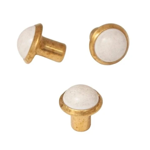 BRASS 1/2 SPHERE HEAD RIVET  6,5 mm WHITE 