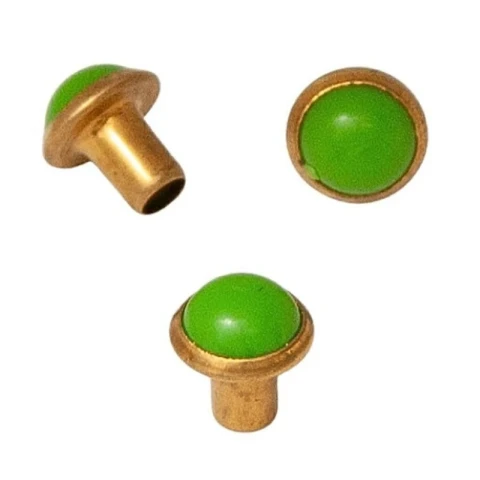 BRASS 1/2 SPHERE HEAD RIVET  6,5 mm GREEN 