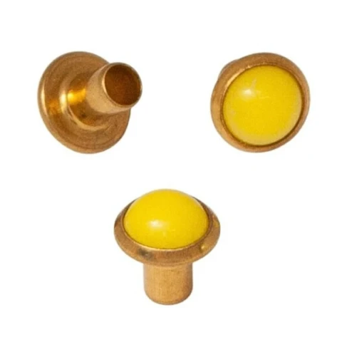 BRASS 1/2 SPHERE HEAD RIVET  6,5 mm YELLOW 