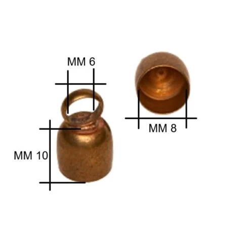 BRASS TOP STOP FOR SNAKE BRASS CHAIN 8 mm VARIOUS COLOURS