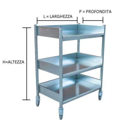 CARRELLO DA LAVORO CM ---X--X--- KIT 3 PIANI -- SPONDE