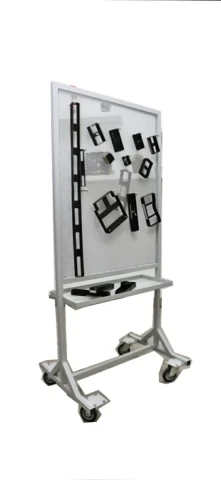 TROLLEY WITH SHELF AND DIE HOLDER PANEL TOTAL HEIGHT 168 CM X WIDTH 44 CM