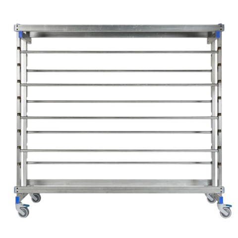 ROLL STORAGE TROLLEY EQUIPPED WITH 8 STEEL TUBES AND HIGH QUALITY CASTORS